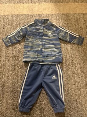 adidas Blue Kids Matching Tracksuit Set